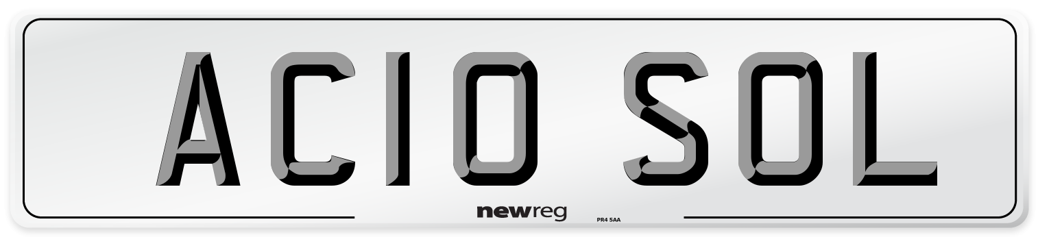 AC10 SOL Number Plate from New Reg